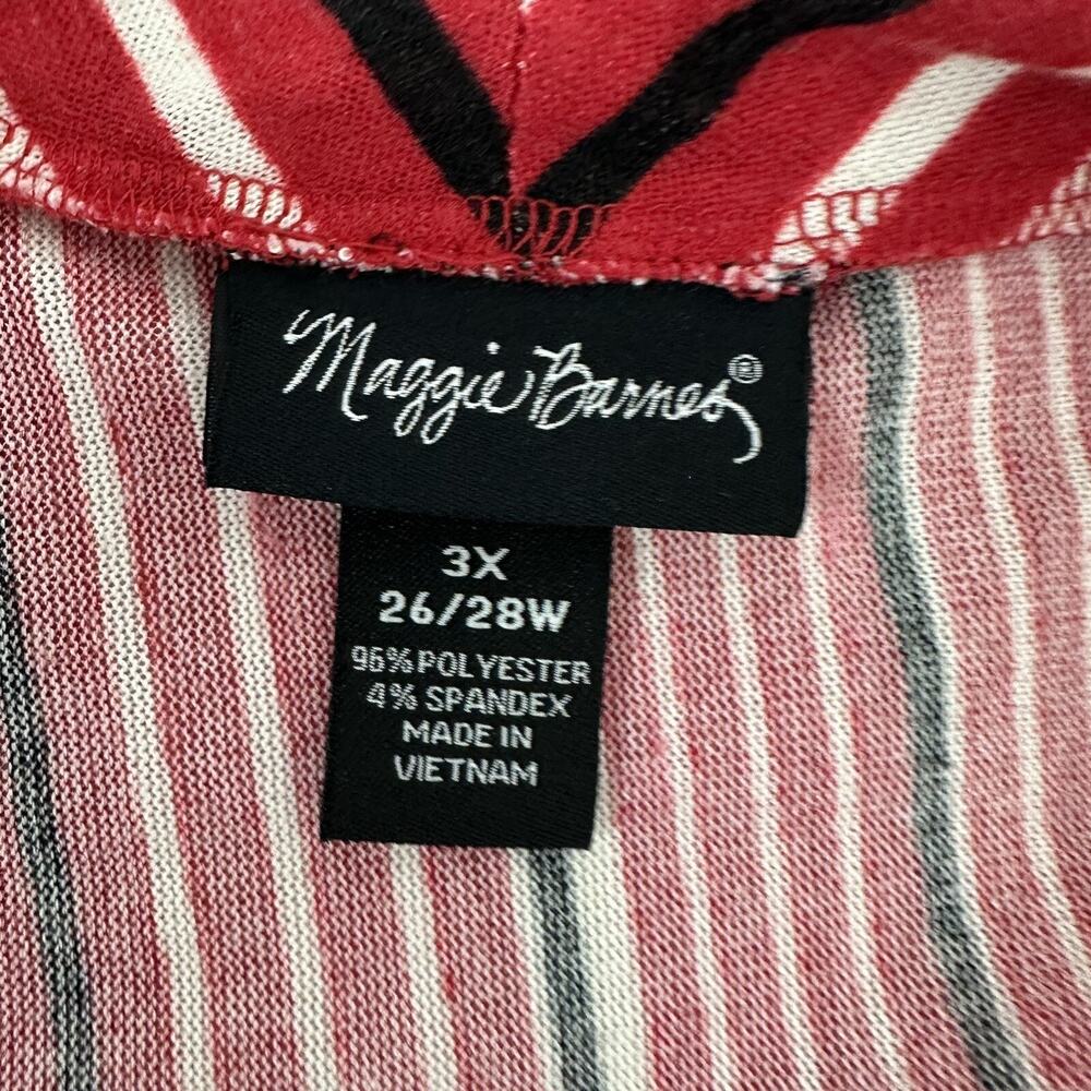 Maggie‎ Barnes Cardigan Sweater Womens 3x Red Open Knit Long Sleeve Stripe - Picture 7 of 13